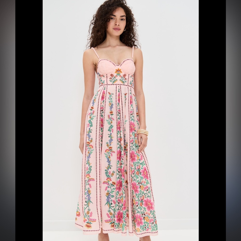 Farm Rio Delicate Forest Pink Maxi Dress Size L